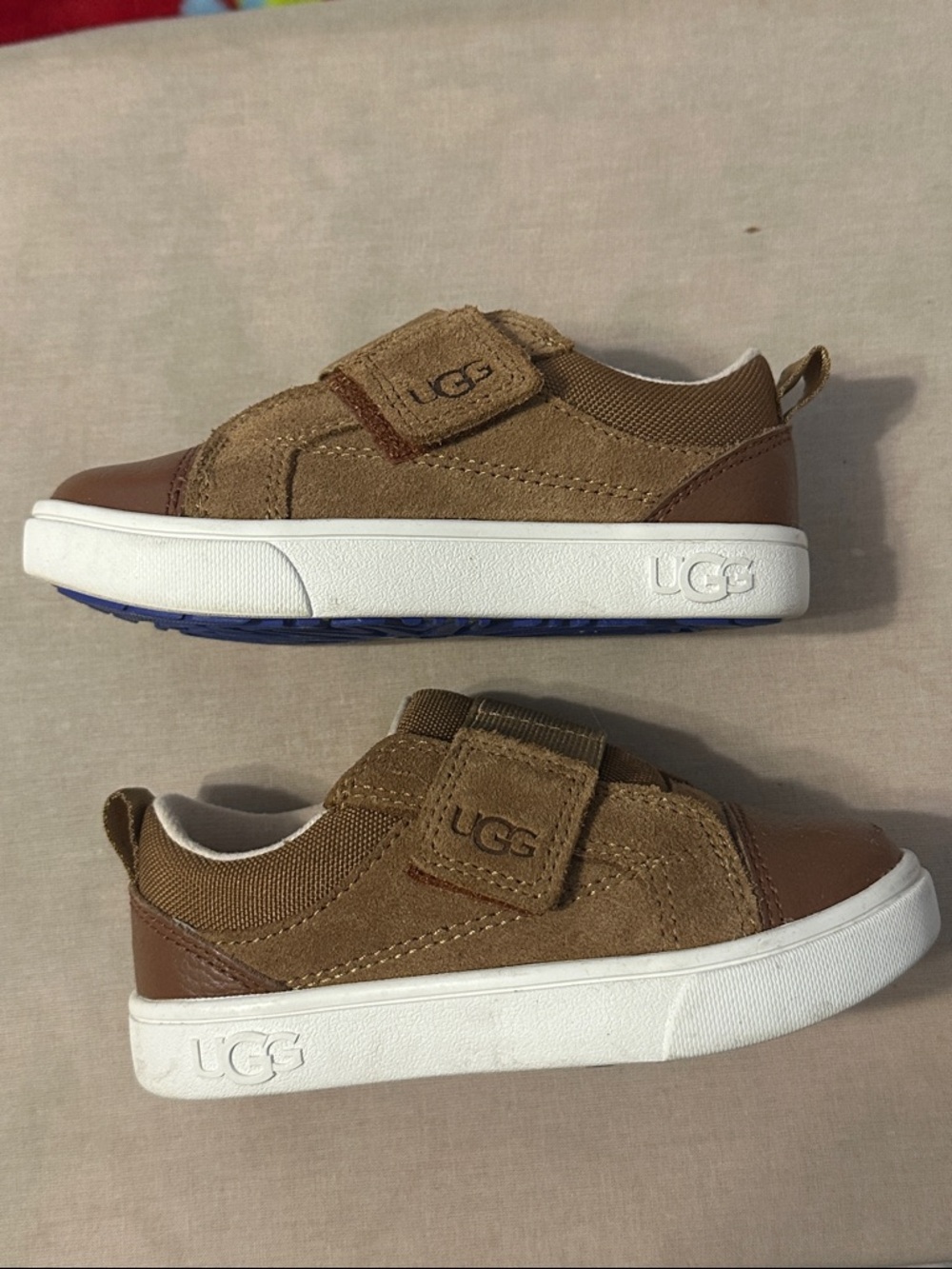 UGG Kids' Brown Suede & Leather Strap Sneakers- Size Toddler 8
